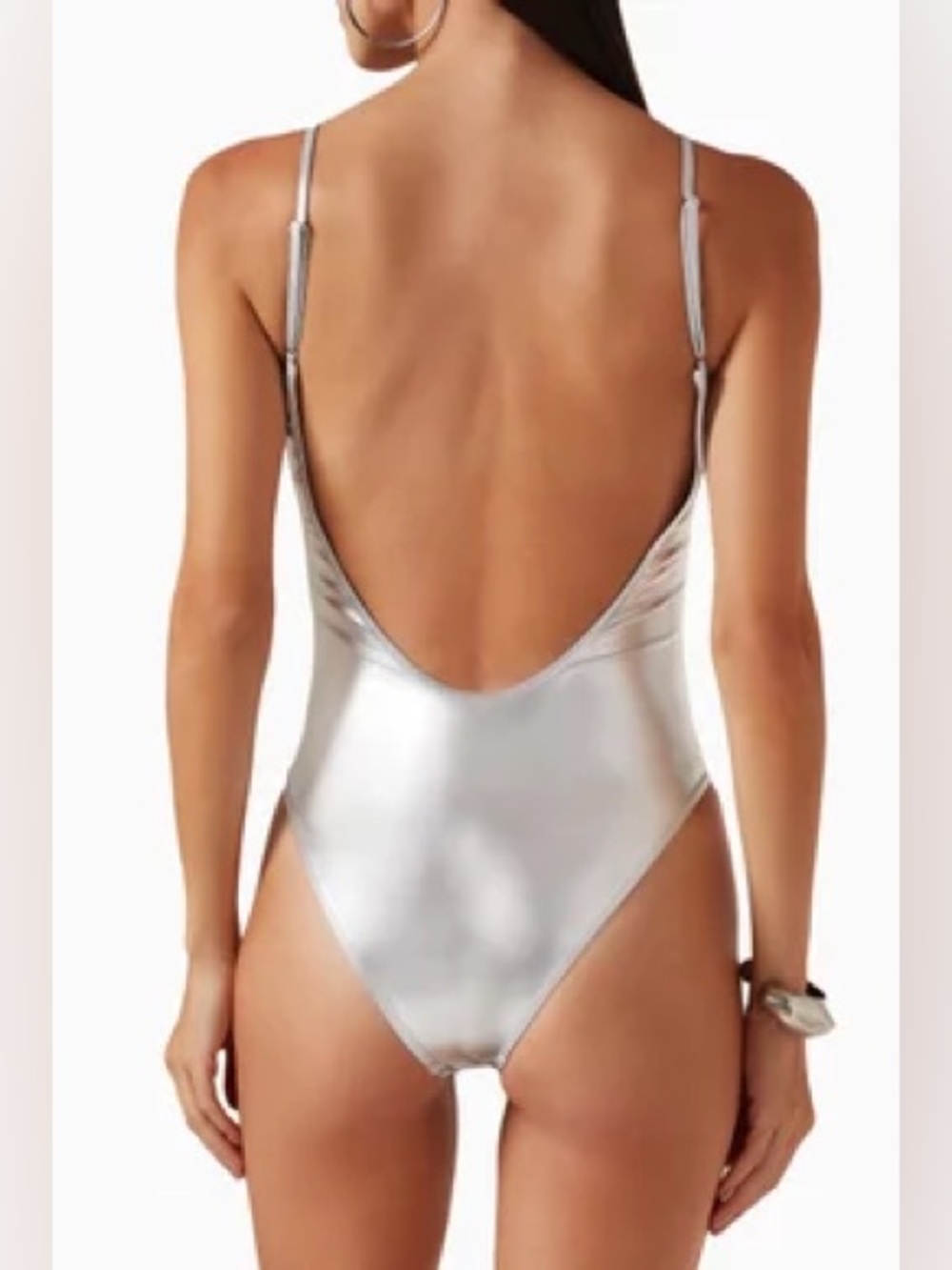 NWT LESLIE AMON Bella One-piece Swimsuit in Metallic-nylon Pink Size Small - Picture 4 of 6